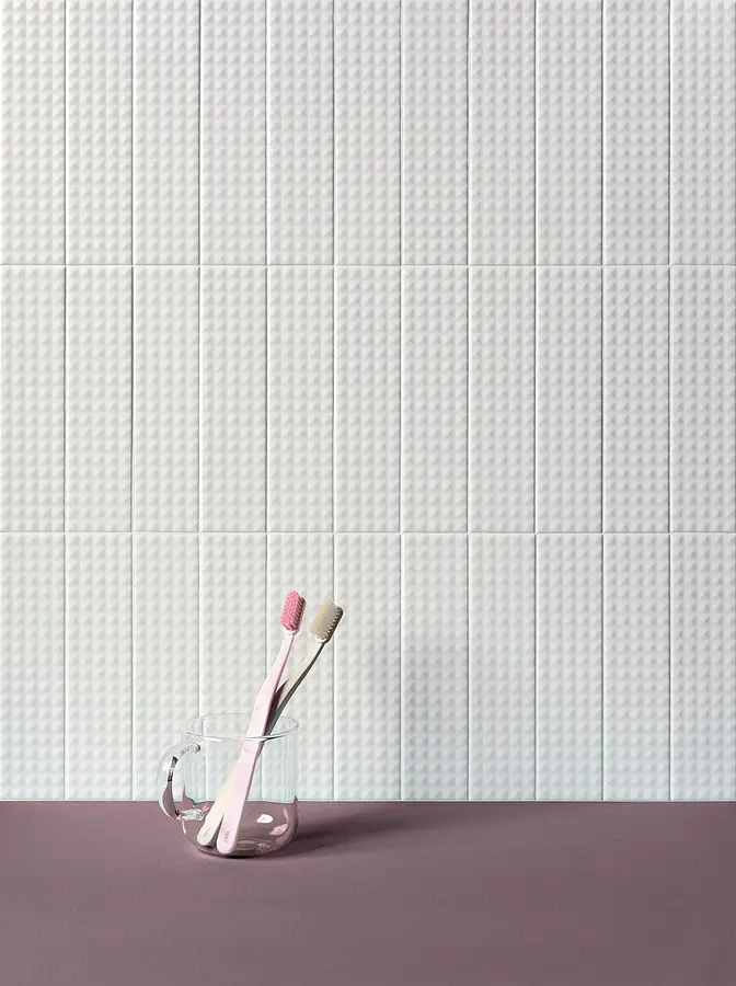 Background tile, Color white, Ceramics, 5x20 cm, Finish matte
