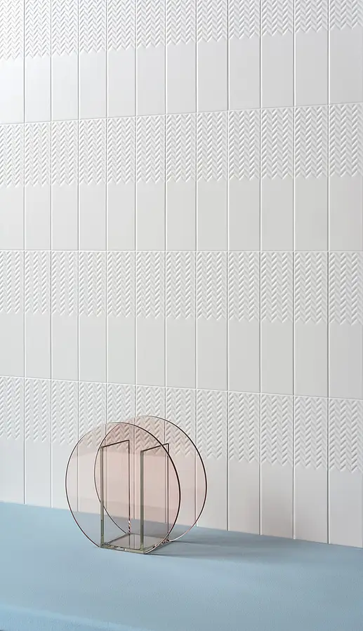 Background tile, Color white, Ceramics, 5x20 cm, Finish matte