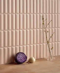 Background tile, Effect unicolor, Color pink, Ceramics, 5x20 cm, Finish matte