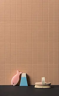Piastrella di fondo, Effetto unicolore, Colore marrone, Ceramica, 5x20 cm, Superficie opaca