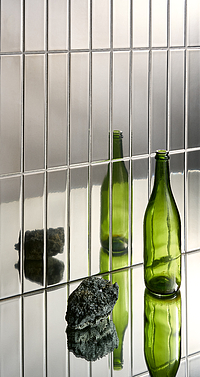 Carrelage, Effet métal, Teinte grise, Céramique, 5x25 cm, Surface brillante