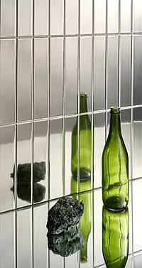 Background tile, Effect metal, Color grey, Ceramics, 5x25 cm, Finish glossy
