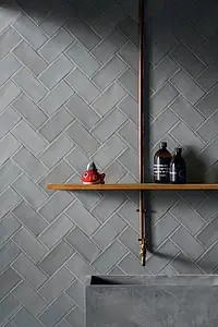 Background tile, Effect unicolor, Color grey, Ceramics, 7.5x15 cm, Finish matte