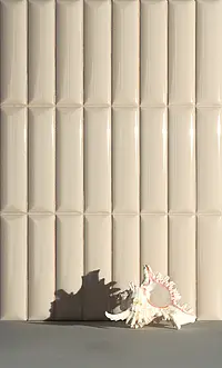 Piastrella di fondo, Effetto unicolore, Colore beige, Ceramica, 5x20 cm, Superficie lucida