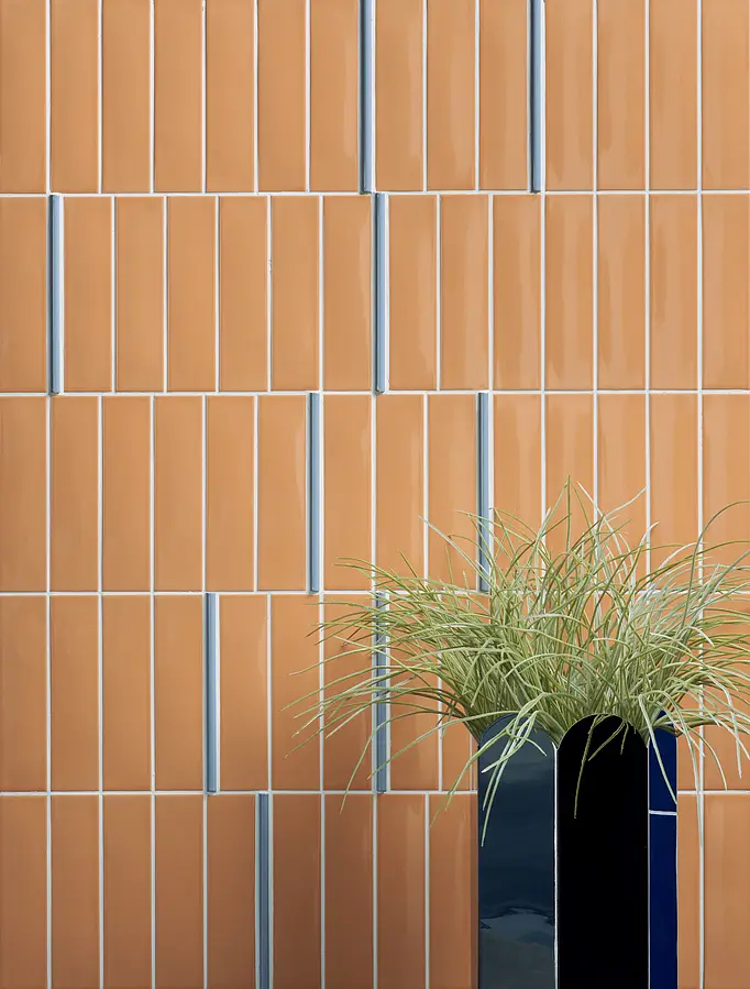 Background tile, Color beige,orange, Ceramics, 5x20 cm, Finish glossy