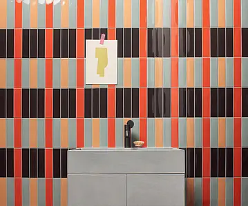 Background tile, Effect unicolor, Color beige,orange, Ceramics, 5x20 cm, Finish glossy
