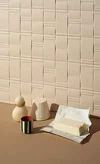 Grundflise, Effekt ensfarvet, Farve beige, Keramik, 6.2x12.5 cm, Overflade mat
