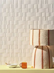 Background tile, Effect unicolor, Color white, Ceramics, 6.2x12.5 cm, Finish matte