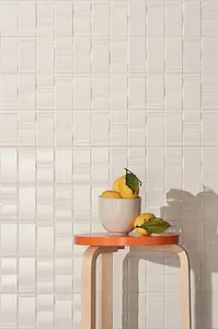 Grundflise, Effekt ensfarvet, Farve hvid, Keramik, 6.2x12.5 cm, Overflade 3D