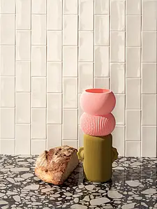 Background tile, Effect unicolor, Color white, Ceramics, 6.2x12.5 cm, Finish glossy