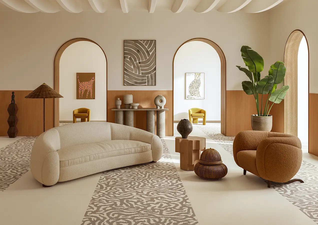 Basistegels, Look terracotta-look, Kleur beige, Geglazuurde porseleinen steengoed, 120x120 cm, Oppervlak antislip