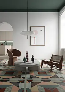 Grundflise, Farve med flere farver, Glaseret porcelænsstentøj, 120x120 cm, Overflade skridsikker