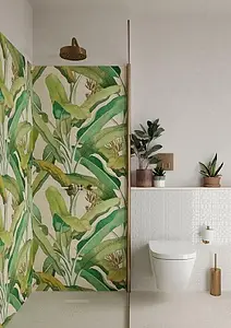 Azulejo base, Color verde,multicolor, Gres porcelánico esmaltado, 50x100 cm, Acabado mate