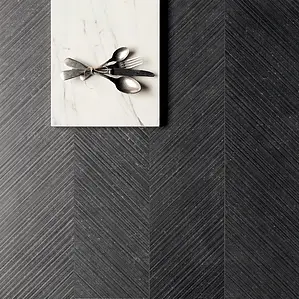 Kleur zwarte, Basistegels, Geglazuurde porseleinen steengoed, 20x80 cm, Oppervlak mat