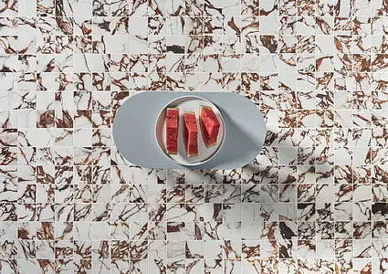 Mosaikkflis, Effekt stein,other marbles, Farge rød, Glasert porselenssteintøy, 30x30 cm, Overflate sklisikker