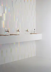 Hintergrundfliesen, Optik unicolor, Farbe weiße, Keramik, 5x25 cm, Oberfläche matte