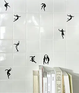 Background tile, Effect unicolor, Color white, Glazed porcelain stoneware, 10x10 cm, Finish glossy