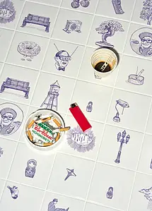 Background tile, Color white, Glazed porcelain stoneware, 10x10 cm, Finish glossy