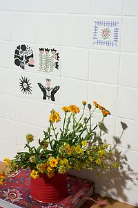 Background tile, Effect unicolor, Color white, Glazed porcelain stoneware, 10x10 cm, Finish matte