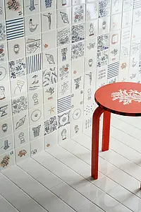 Background tile, Effect unicolor, Color white, Glazed porcelain stoneware, 10x10 cm, Finish glossy