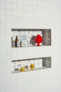 Background tile, Effect unicolor, Color white, Glazed porcelain stoneware, 10x10 cm, Finish matte