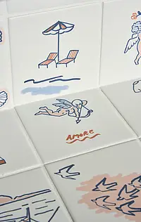 Background tile, Color multicolor, Glazed porcelain stoneware, 10x10 cm, Finish matte