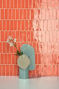 Background tile, Effect unicolor, Color red,orange, Glazed porcelain stoneware, 5x15 cm, Finish glossy