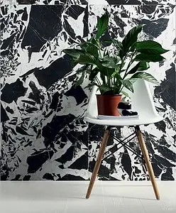 Effect steenlook, Kleur zwart-wit, Basistegels, Geglazuurde porseleinen steengoed, 60x120 cm, Oppervlak mat