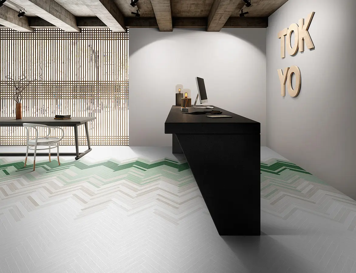 Background tile, Effect wood, Color white, Glazed porcelain stoneware, 5x37.5 cm, Finish antislip