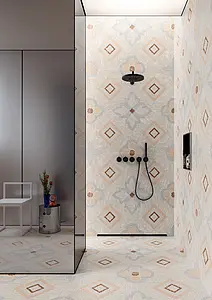 Mosaic effect tiles, Color beige,multicolor, Glazed porcelain stoneware, 120x120 cm, Finish matte