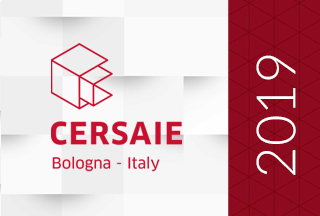 Übersicht der Keramikfliesenausstellung Cersaie 2019 (Bologna, Italien)