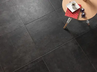 Carrelage, Effet béton, Teinte noire, Grès cérame émaillé, 60.4x60.4 cm, Surface antidérapante