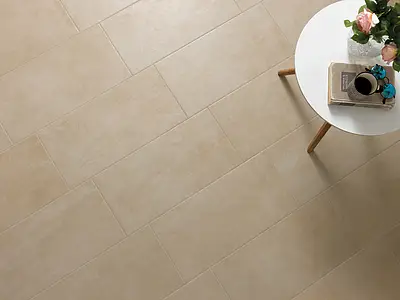 Grundflise, Effekt beton, Farve beige, Glaseret porcelænsstentøj, 30x60.4 cm, Overflade skridsikker