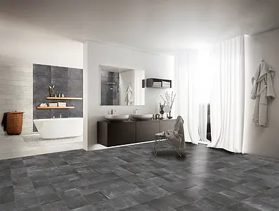 Bakgrundskakel, Textur betong, Färg grå,svart, Stil patchwork, Glaserad granitkeramik, 30x30 cm, Yta matt