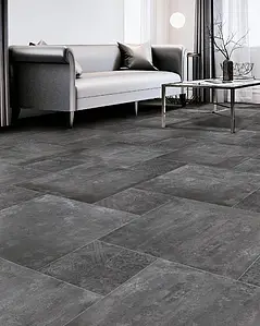 Grundflise, Effekt beton, Farve grå,sort, Stil patchwork, Glaseret porcelænsstentøj, 30x30 cm, Overflade mat