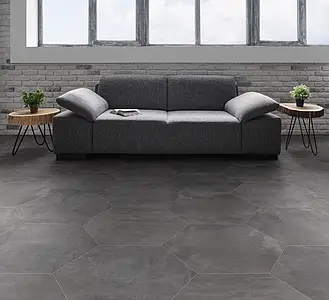 Grundflise, Effekt beton, Farve grå,sort, Glaseret porcelænsstentøj, 52x60 cm, Overflade mat