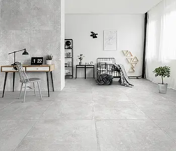 Background tile, Effect concrete, Color grey, Glazed porcelain stoneware, 80.2x80.2 cm, Finish antislip