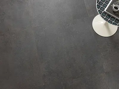 Carrelage, Effet béton, Teinte noire, Grès cérame émaillé, 80.2x80.2 cm, Surface antidérapante