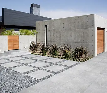 Effekt beton, Farve grå, Grundflise, Glaseret porcelænsstentøj, 60.4x60.4 cm, Overflade skridsikker