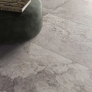 Carrelage, Effet pierre,grès, Teinte grise, Grès cérame émaillé, 60x120 cm, Surface antidérapante