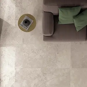 Background tile, Effect stone,sandstone, Color white, Glazed porcelain stoneware, 60x60 cm, Finish semi-polished