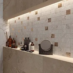 Mosaic tile, Effect stone,sandstone, Color white, Glazed porcelain stoneware, 30x30 cm, Finish antislip