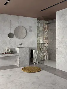 Background tile, Effect stone,quartzite, Color grey,white, Unglazed porcelain stoneware, 60x120 cm, Finish antislip