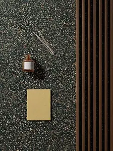 Effect terrazzo look, Kleur zwarte,veelkleurige kleur, Basistegels, Ongeglazuurd porseleinen steengoed, 90x90 cm, Oppervlak antislip 