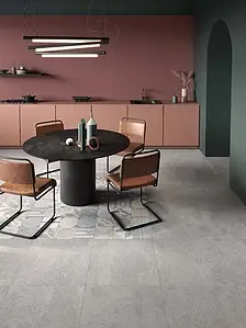 Background tile, Effect concrete, Color grey, Unglazed porcelain stoneware, 60x60 cm, Finish antislip