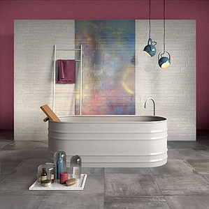 Panel, Effekt murstein, Farge flerfarget, Stil popkunst, Keramikk, 120x240 cm, Overflate matt