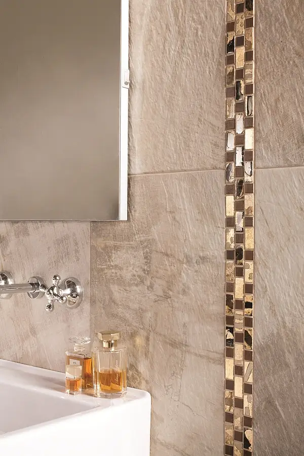 Mosaïque, Effet or et d'autres métaux précieux,métal,autres types de marbre, Teinte brune, Pierre naturelle, 5x33.3 cm, Surface mate