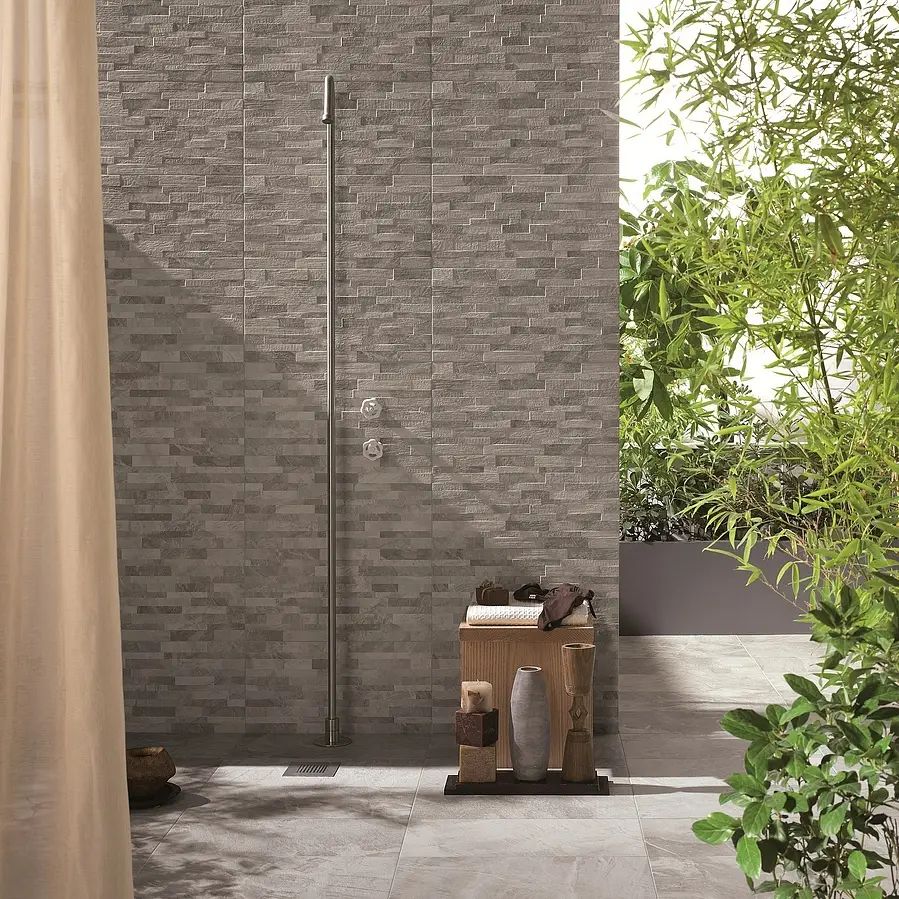 Background tile, Effect slate, Color grey, Glazed porcelain stoneware, 30x60 cm, Finish antislip