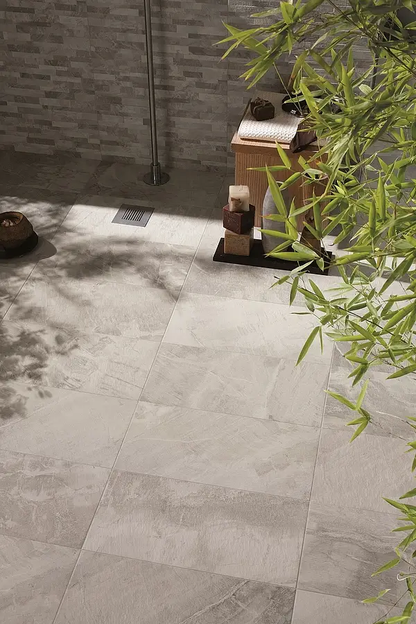 Background tile, Effect slate, Color grey, Glazed porcelain stoneware, 30x60 cm, Finish antislip
