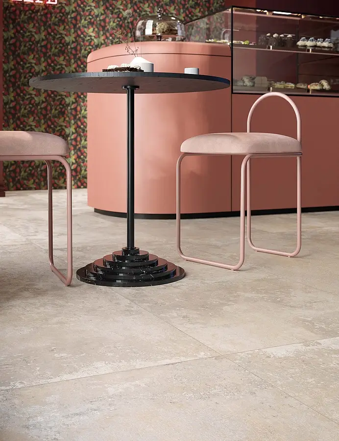 Background tile, Effect concrete, Color beige, Glazed porcelain stoneware, 60x120 cm, Finish antislip